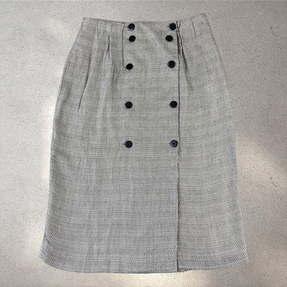 CHRISTIAN DIOR Paris 80s Plaid Tweed Checkered Pencil Skirt Sz 8